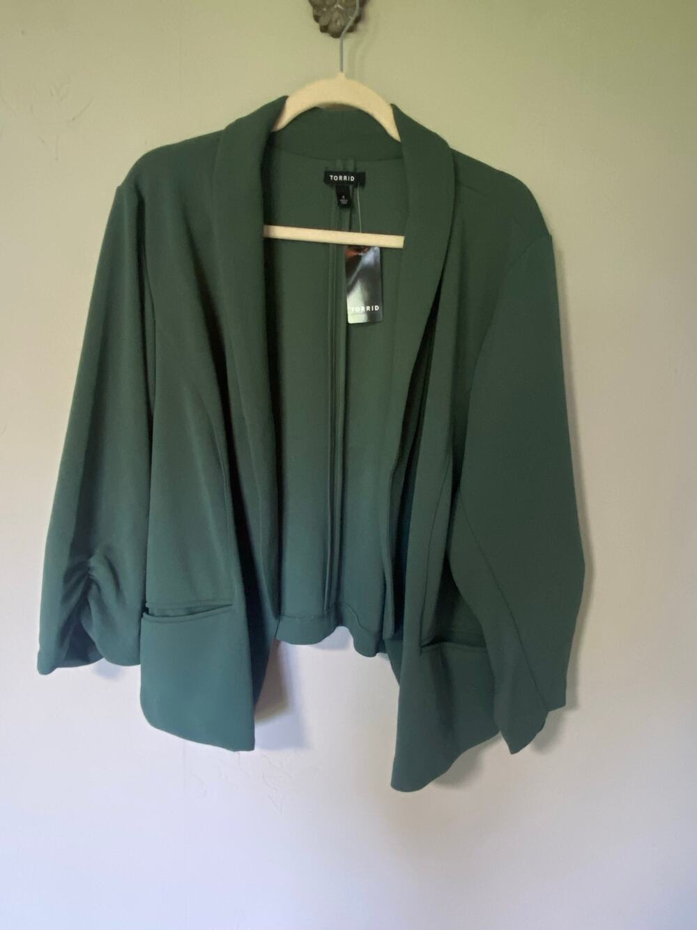 NWT Torrid Dark Forrest Textured Crepe Shawl Collar Blazer 4X